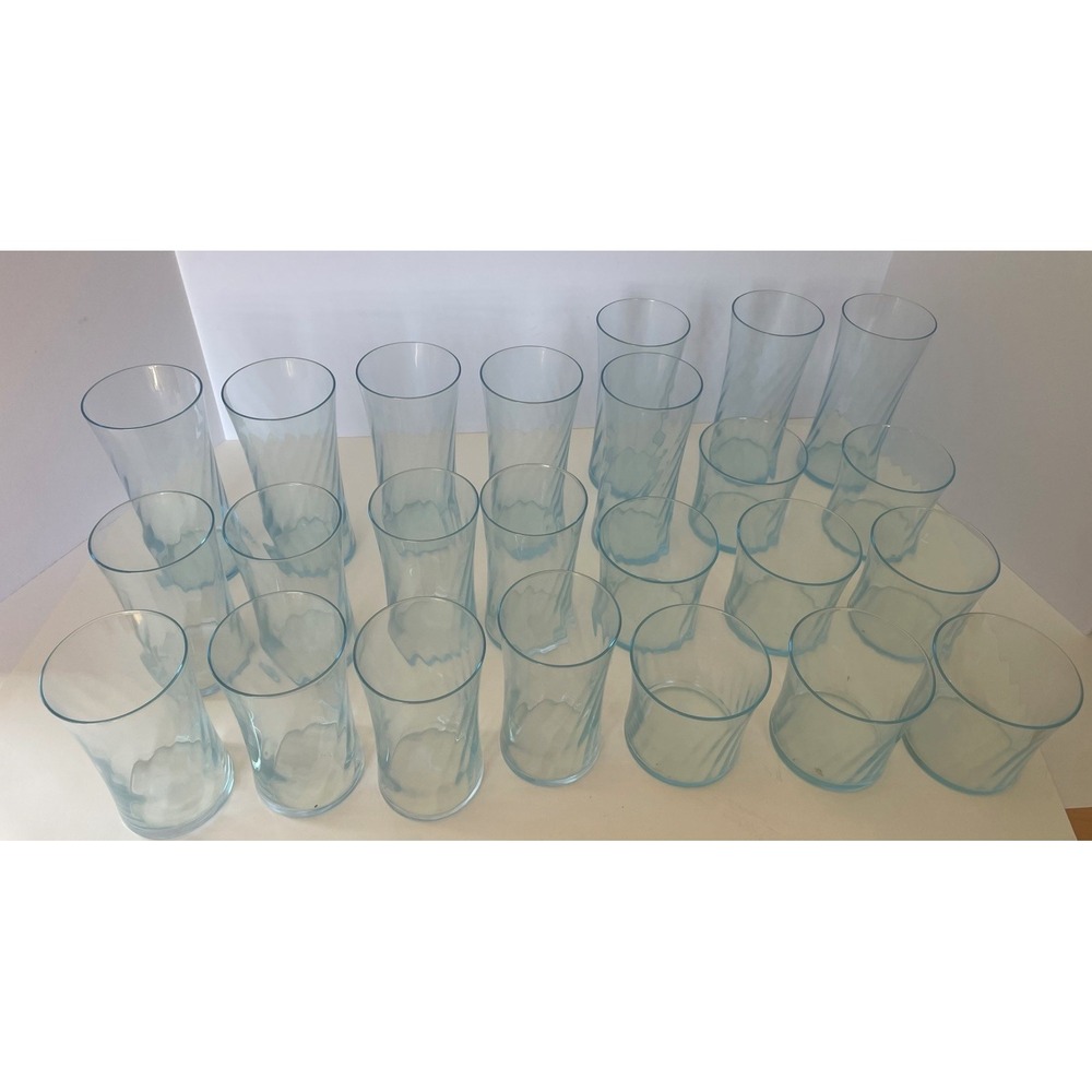 Vintage Mirage Bermuda Blue Glassware Set 24 Pc Coastal Mid Century Barware - Picture 2 of 10